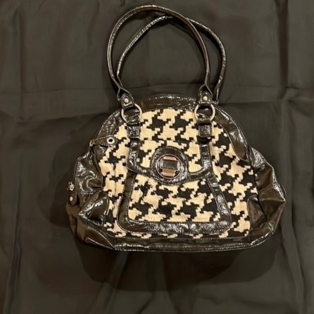 Rampage Houndstooth Wool Purse Black & White